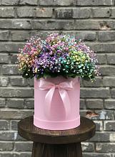 Цветочная композиция из Гипсофила и Розы в шляпной коробке в Радужном Ханты-Мансийского АО