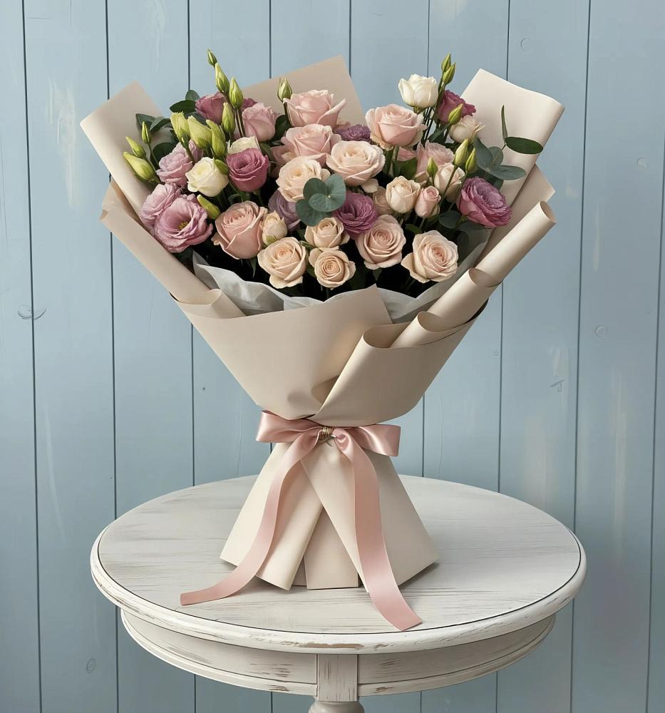 Букет цветов из: Розы и Лизиантусы в Радужном Ханты-Мансийского АО