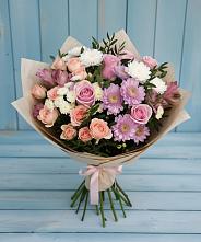 Букет цветов из:  Хризантемы, Розы и Альстромерии в Радужном Ханты-Мансийского АО